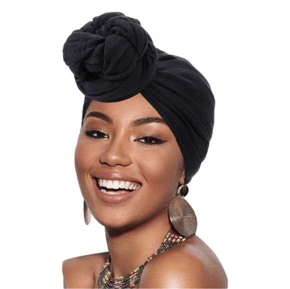 Tan Print Turban Head Wraps - Picture 4 of 9